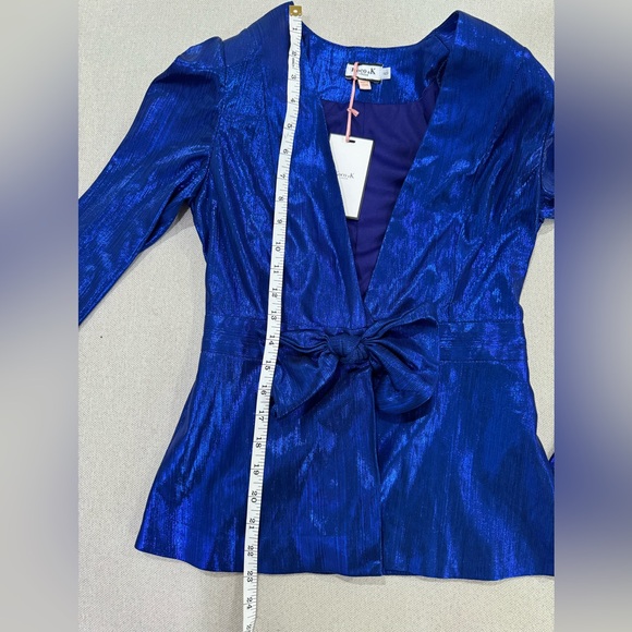 Koko & K London Cobalt Plisse Top with shoulder pads Size 2 - Picture 9 of 9